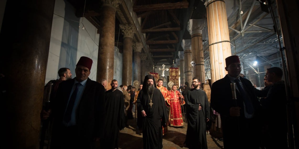 Ortodoks julefeiring i Fødselskirken i Betlehem 2016. Foto: Mazur/catholicnews.org.uk CC BY-NC-ND 2.0 DEED